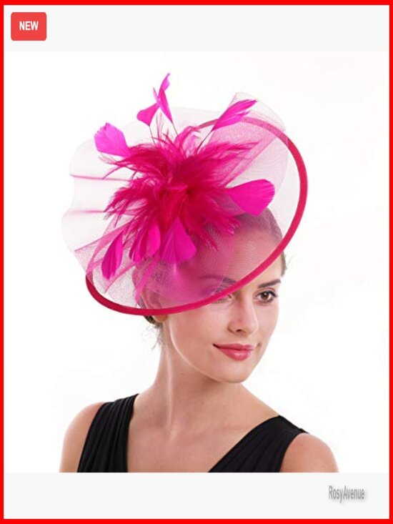 Feather Fascinator Hat with Veil and Flower Clip for Tea Party Derby main image 4